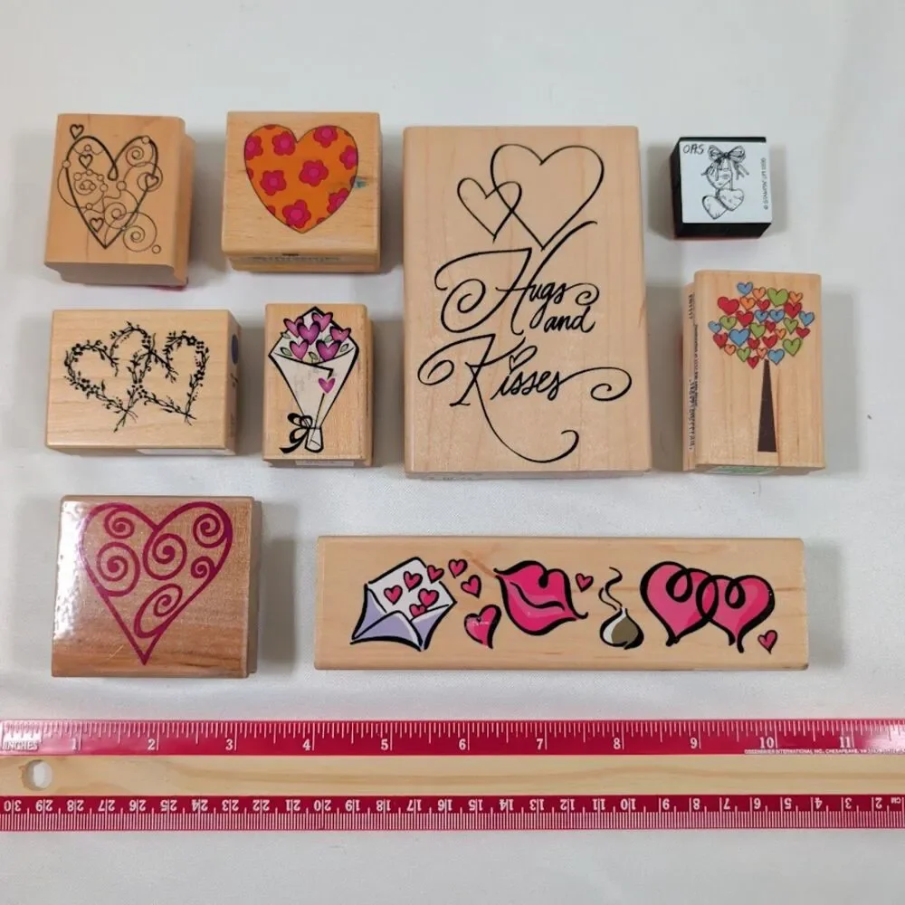 Lot #11 Valentine Love Heart Rubber Stamps Stampendous Hero Arts CPSX Cards